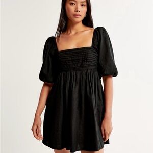 Abercrombie & Fitch Emerson Black Mini Dress with Puff Sleeves